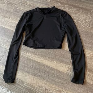 Black mock neck crop top